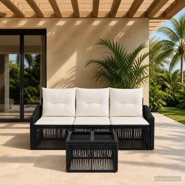 Maison Exclusive - Sæt af 4 pc have-sofa i sort polyrotin