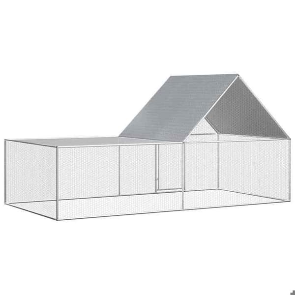 Maison Exclusive - Hønsehus 4 x 2 x 2 m Galvaniseret stål silver-