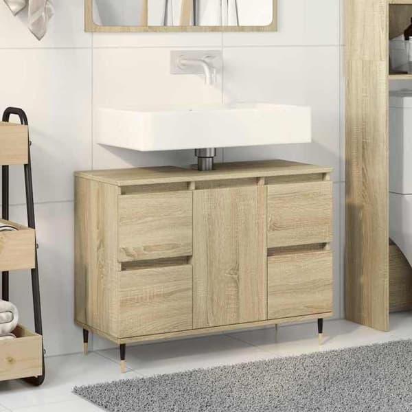 Maison Exclusive - Badrumsskåp ek sonoma 80x33x60cm ingenjörsträ