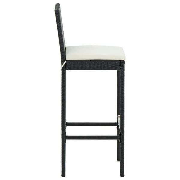 Maison Exclusive - Barstolar med kuddar, set om 6, svart flätad resin