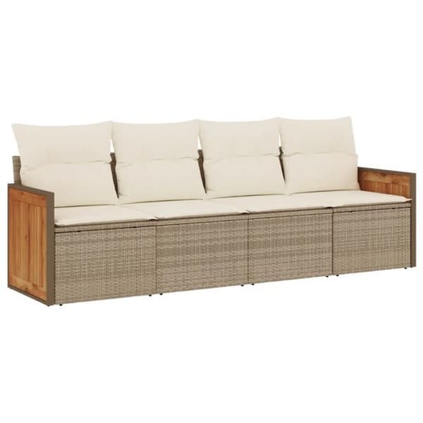 Maison Exclusive - Trädgårdsmöbler med kuddar 4 delar beige flätad resin beige