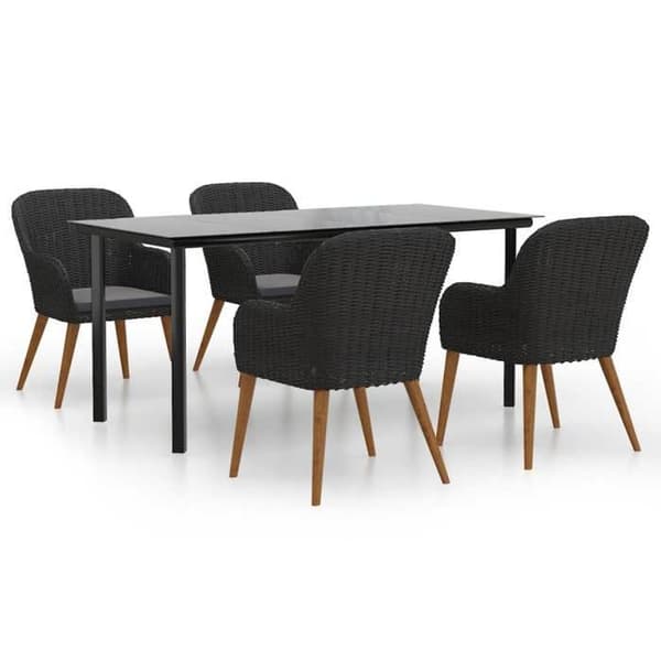 Maison Exclusive - Trädgårdsset med kuddar 5 delar Svart