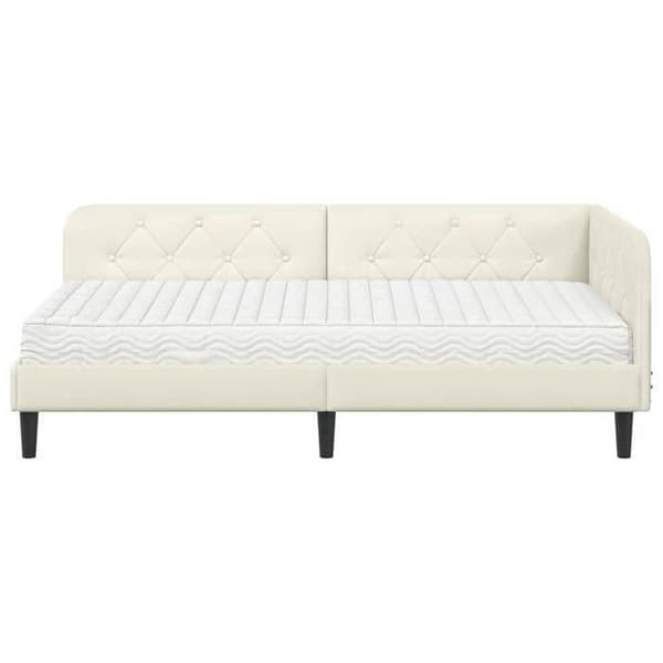 Maison Exclusive - Hörnsängram Creme 90 x 190 cm Sammet