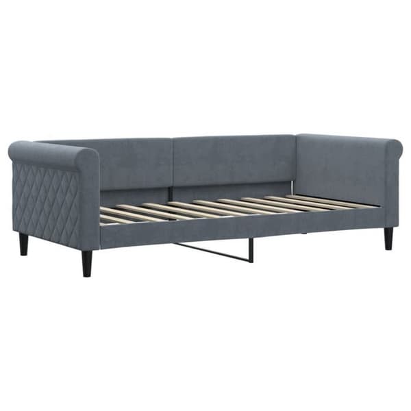 Sofa - EKSKLUSIV HUS - Sofa med udtræk - Mørkegrå velour - 90x190 cm - Inkluderet lamelbund mörkgrå