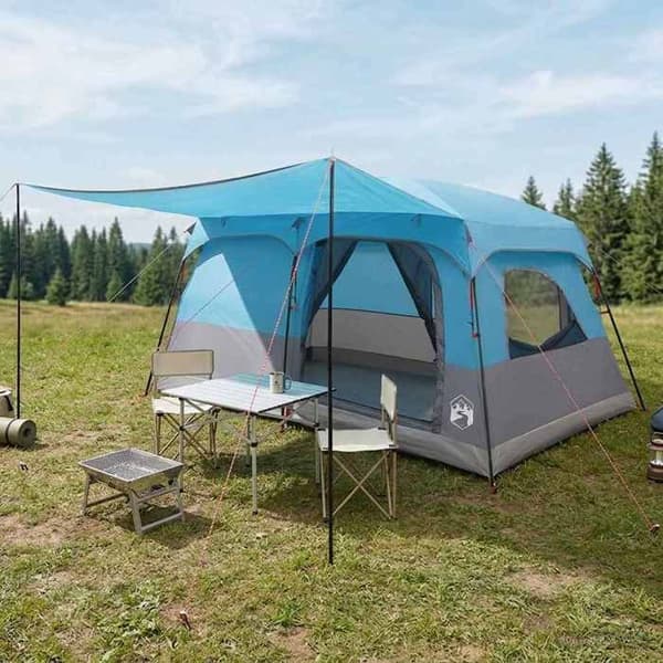 Familjetält - EXKLUSIVT HUS - 10 platser - Blå - Polyester & stål - Fällbart