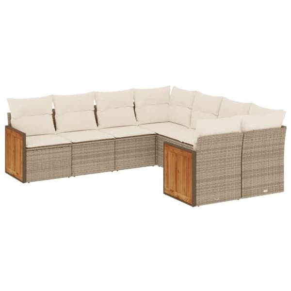 Maison Exclusive - Trädgårdsmöbler med kuddar 8 delar beige flätad resin