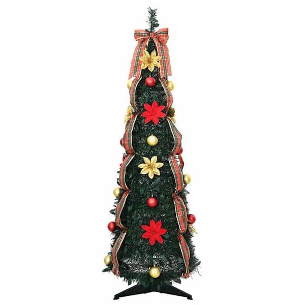 Kunstig juletræ - EKSKLUSIV HUS - Art Deco - 125 cm - 50 LED USB - Sammenklappelig pop-up Grön