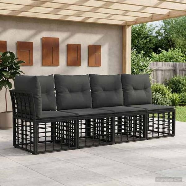 Modulær have-sofa - EKSKLUSIV HUS - 4 pladser (venstre armlæn) - Poly rattan & stål - Lynlås puder