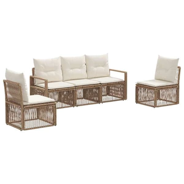 Maison Exclusive - 5 osan beige polyrottinkinen puutarhakalustesetti