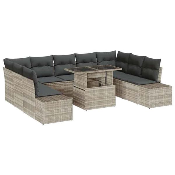 Maison Exclusive - Sæt af 10 pc have-sofaer Lys grå polyrotin