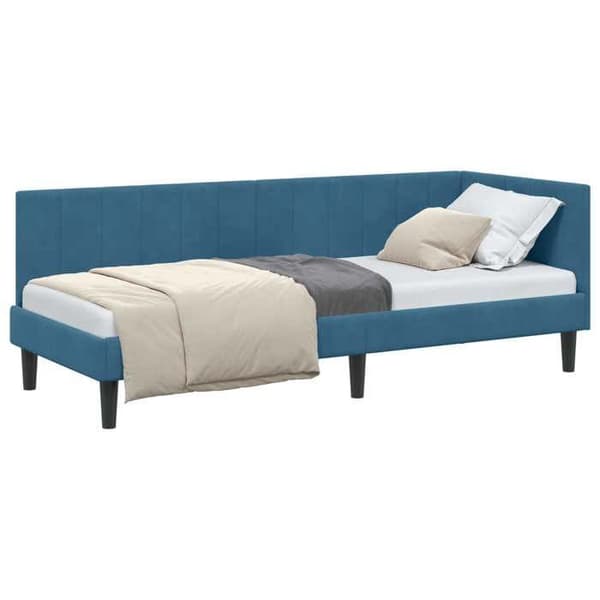 Maison Exclusive - Blå hörnsängram 80 x 200 cm Sammet Blå
