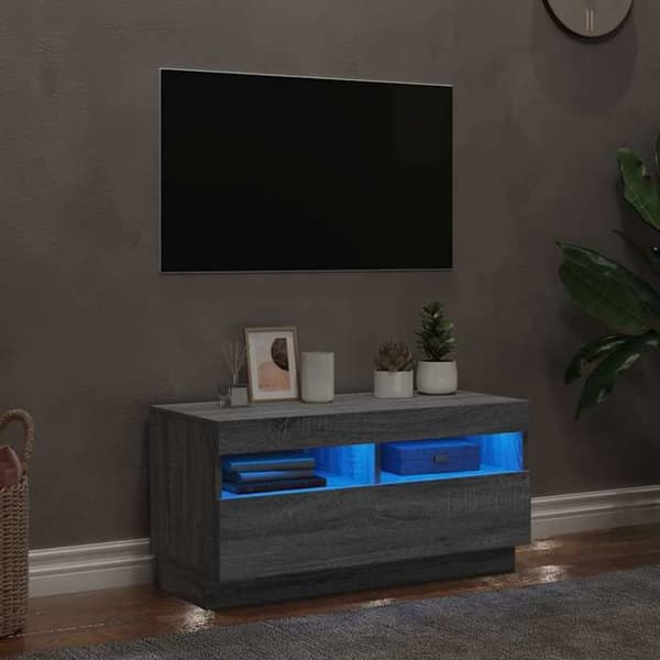 Maison Exclusive - TV-møbel med LED-lys sonoma grå 80x35x40 cm Sonoma grå
