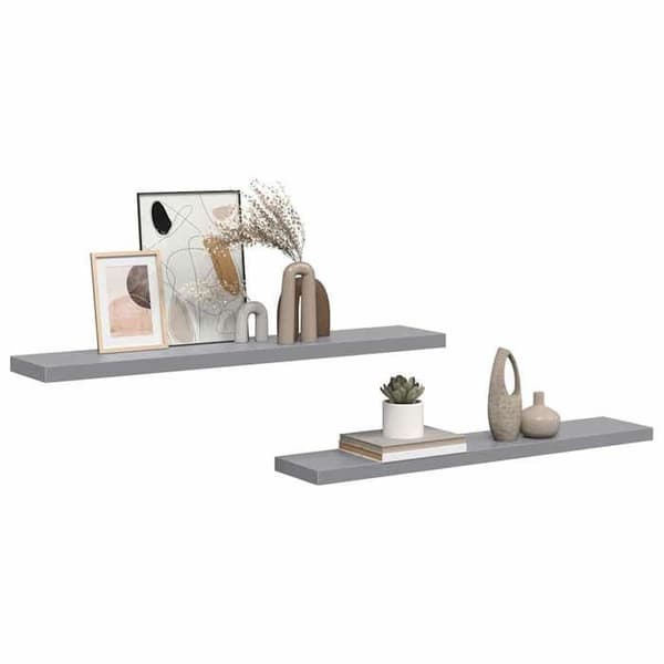 Maison Exclusive - Kelluvat seinähyllyt 2 kpl harmaa 120x23,5x3,8 cm MDF grå