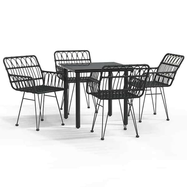 Maison Exclusive - Have spisebordssæt 5 stk Sort flet