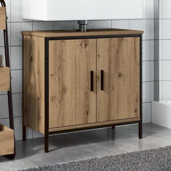 Maison Exclusive - Vaskeskab i egetræ, håndlavet, 60x30x60 cm, ingeniørtræ