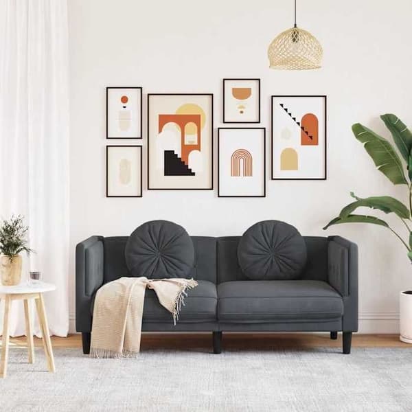 Maison Exclusive - Soffa med kuddar 2 platser mörkgrå sammet mörkgrå