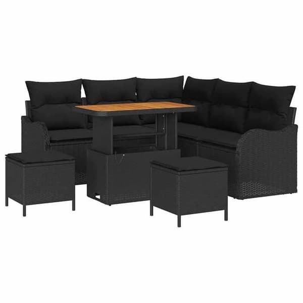 Maison Exclusive - 8-osainen puutarhakalustesarja 7-hengen musta