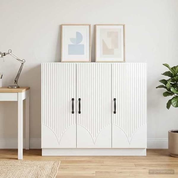 Maison Exclusive - Buffé Vit glänsande 89 x 34,5 x 77 cm Ingenjörsträ Vit