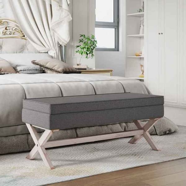 Maison Exclusive - Förvaringspall Grå mörk 110x45x49 cm Tyg Mörkgrå