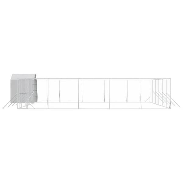 Maison Exclusive - Ulkoilma koirankoppi hopeakatolla 12x12x2,5 m