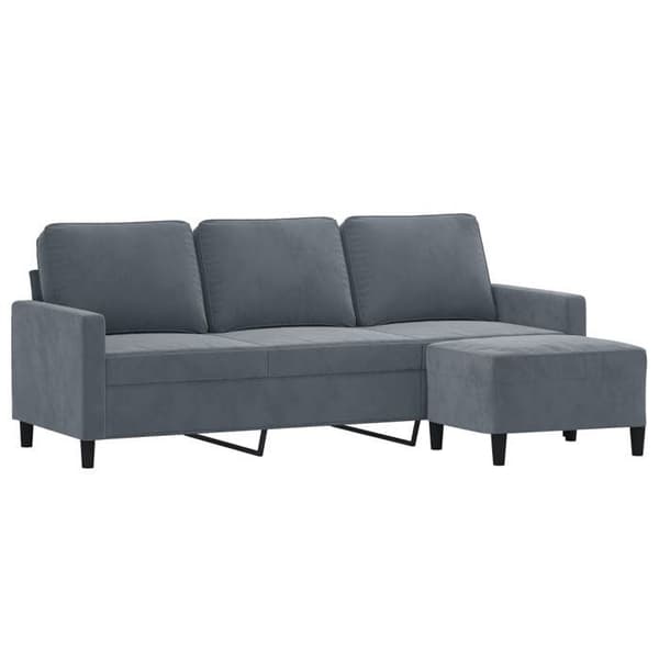 Maison Exclusive - 3-sitssoffa med fotpall Mörkgrå 180 cm Sammet Mörkgrå