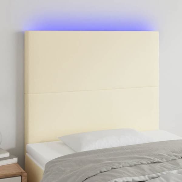 Maison Exclusive - LED Hovedgærde Creme 100x5x118/128 cm Simililæder Grädde