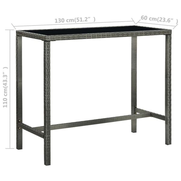 Maison Exclusive - Trädgårdsbarbord Grå 130x60x110 cm Flätad resin och glas Grå
