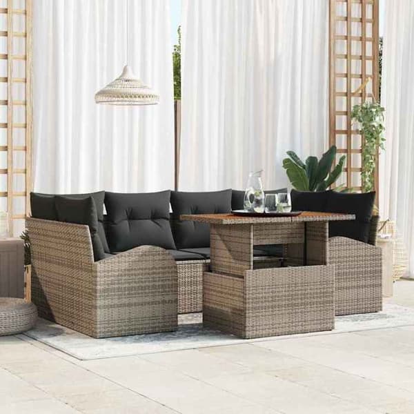 Maison Exclusive - 7 osan harmaa puutarhakalustesarja