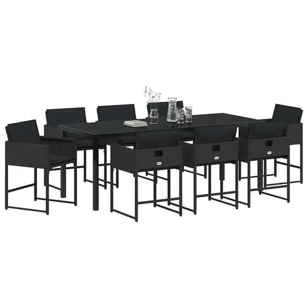 Maison Exclusive - 9 pc have spisebordssæt i sort polyrotin Svart