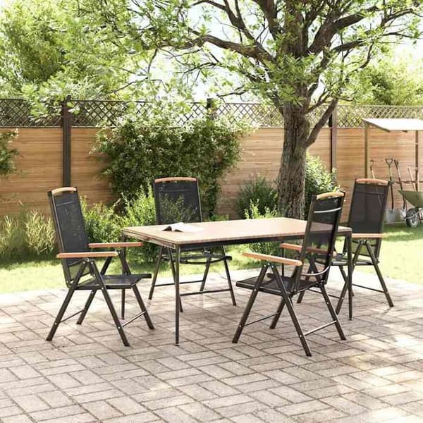 Maison Exclusive - Fällbara stolar, set om 4, aluminium och textilén svart Svart