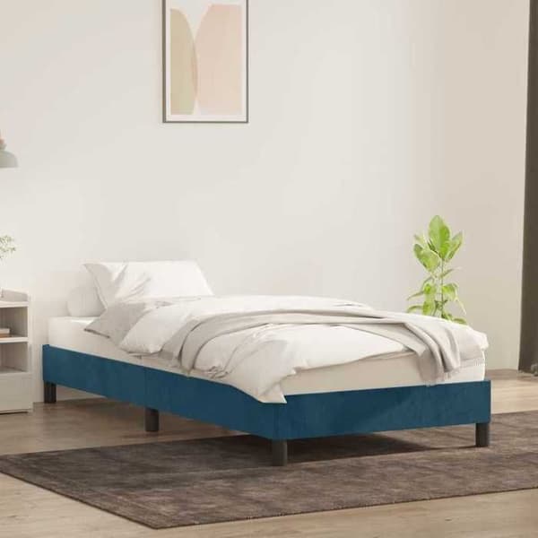 Maison Exclusive - Sängram utan madrass mörkblå 80x210 cm sammet
