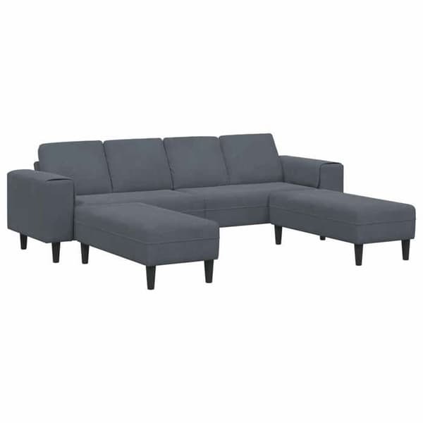 Soffa 3 platser - MAISON EXCLUSIVE - Vardagsrumssoffa - Mörkgrå - Polyester - Svarta ben Mörkgrå