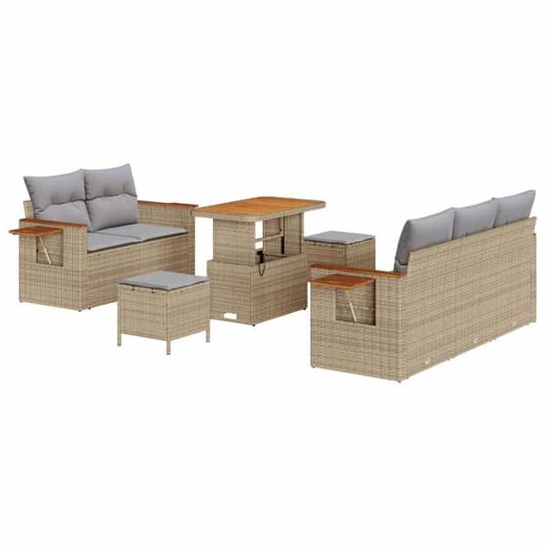 Maison Exclusive - 8 osan beige polyrottinkinen puutarhakalustesetti