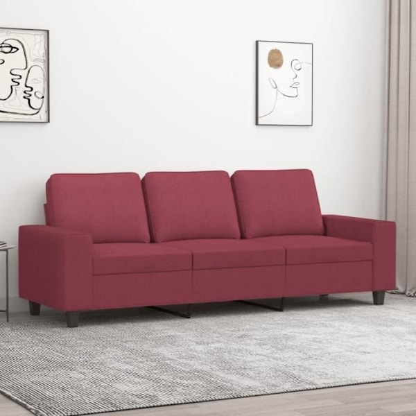 3-personers sofa Bourgognerød 180 cm Stof80 [cm] Röd