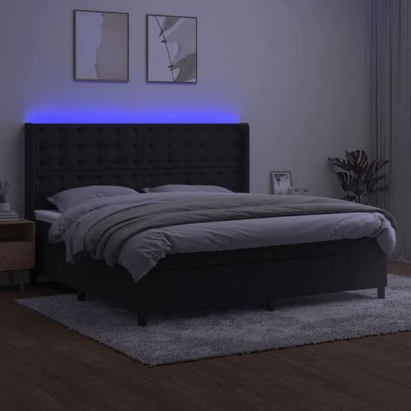 Maison Exclusive - Sängyn lempityyny, patja ja LED Musta 200x200 cm Sametti