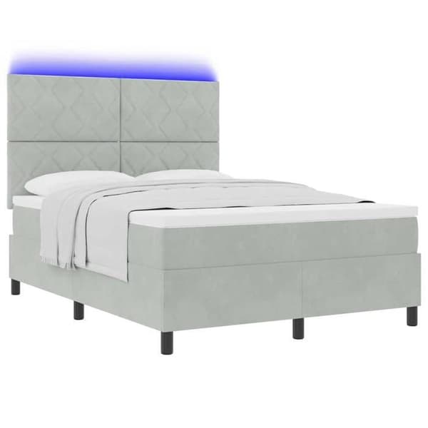 Maison Exclusive - LED-jousipatja Harmaa 140 x 190 cm Sametti Ljusgrått