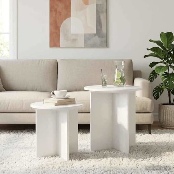 Maison Exclusive - Set med sidobord 2 st Ø 45 x 45 cm Ljus neutral trä
