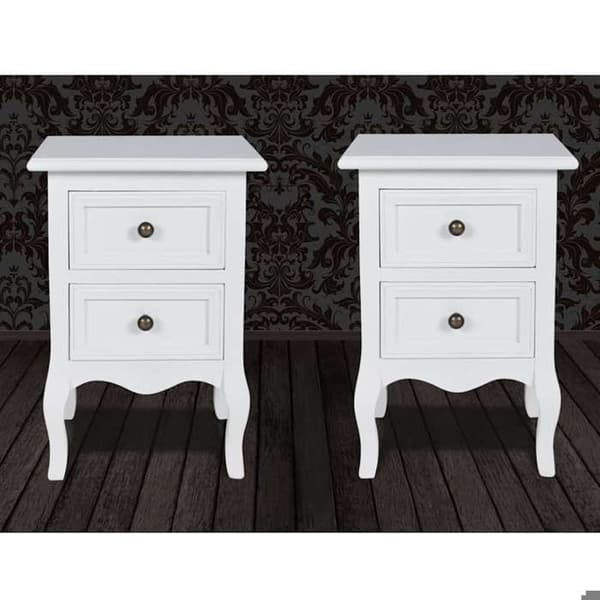 Maison Exclusive - Natbord 2 stk med 2 skuffer MDF Hvid
