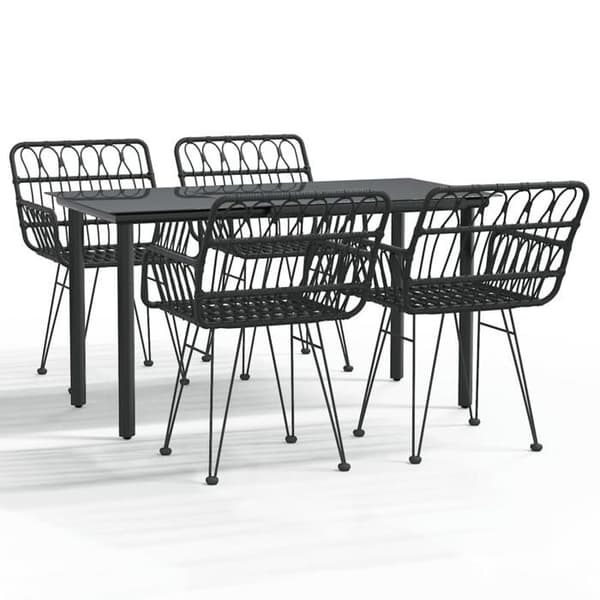 Maison Exclusive - Trädgårdsset 5 delar Svart Flätad Resin