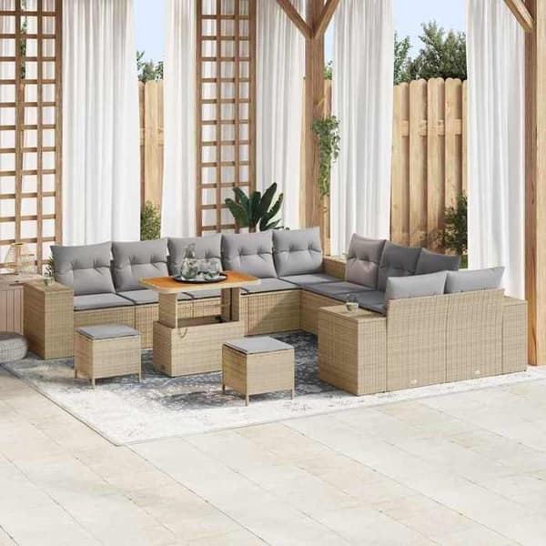 Maison Exclusive - 13 osan puutarhakalustesarja Beige ja Vaaleanharmaa