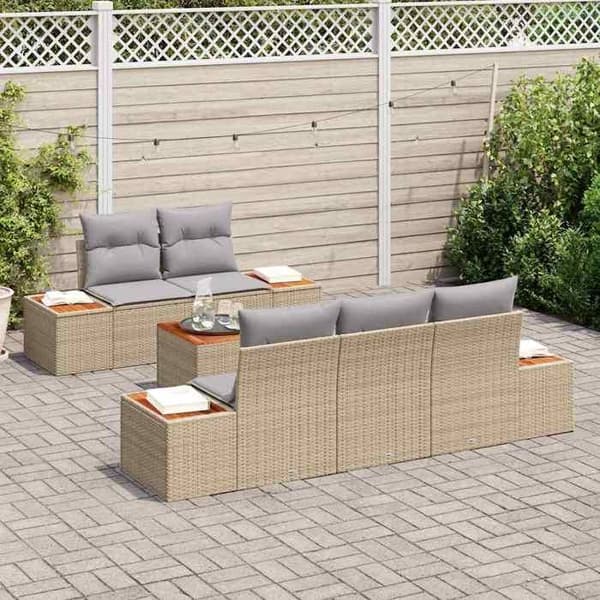 Trädgårdsmöbelset - EXKLUSIV HEM - 6 delar - Beige - Poly rattan - Inbyggd förvaring, modulär beige