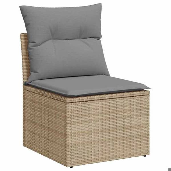 Maison Exclusive - Trädgårdsmöbler med kuddar 9 delar beige flätad resin
