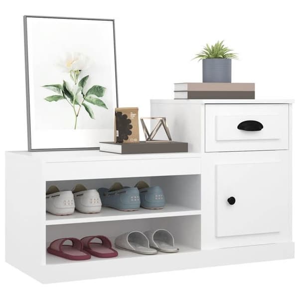 Skoarmoire - MAISON EXCLUSIVE - 100x42x60 cm - ingeniørtræ - hvid - vægmontering Vit