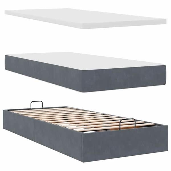 Maison Exclusive - Ottoman sengestel med mørkegrå madras 80x200 cm velour mörkgrå, vit
