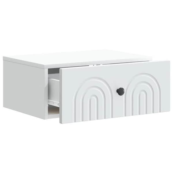 Maison Exclusive - Väggmonterad nattduksbord med låda Vit 49 x 34,5 x 20 cm