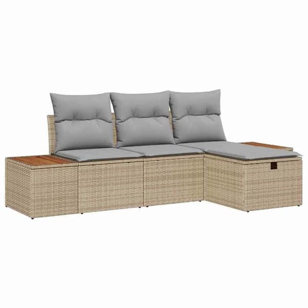 Maison Exclusive - 4-delars trädgårdsoff-set i beige polyrotting