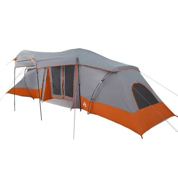 Familjetält - EXKLUSIVT HUS - 6 platser - Grå/Orange - 721×335 cm - Polyester PU / Glasfiber