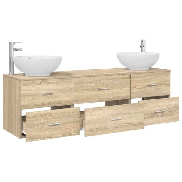 Maison Exclusive - Sæt af 3 pc badeværelsesmøbler Sonoma eg