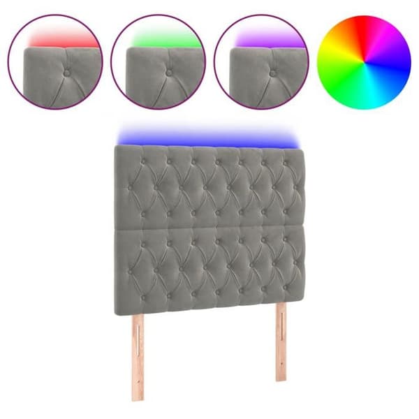 Maison Exclusive - LED-päätyharso Vaaleanharmaa 100x7x118/128 cm Sametti ljusgrått
