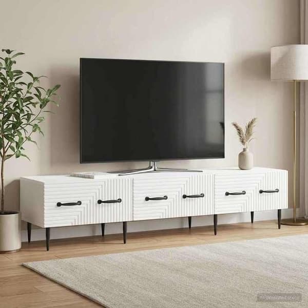 Maison Exclusive - TV-möbel Vit glans 147 x 34,5 x 30 cm Ingenjörsträ